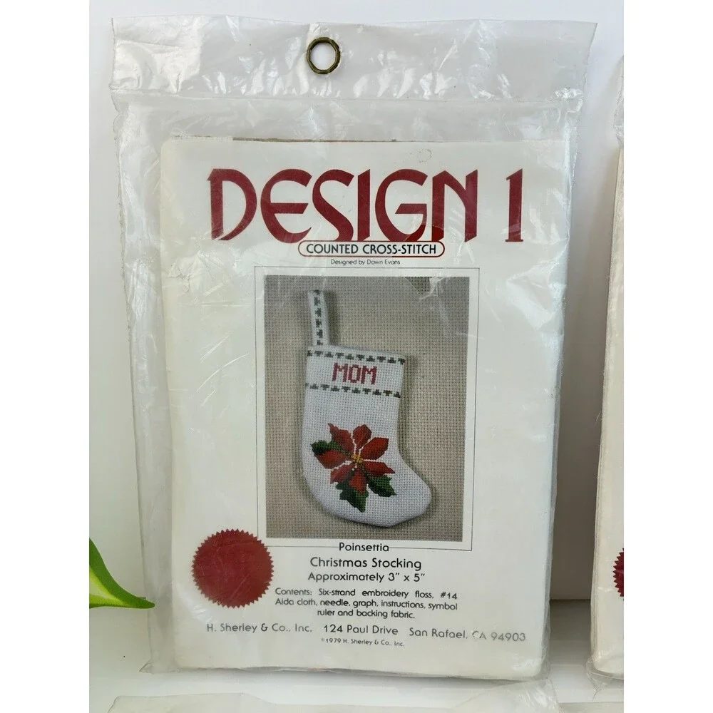 Mini 5” Stocking Set Counted Cross Stitch Kit NEW Ornament Kit Xmas Tree Angel